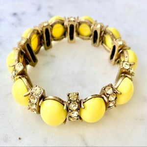 JCREW Yellow Cabochon Stretch Rhinestone Bracelet